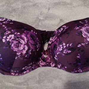 Torrid Pink and Purple Full Coverage Bra with Floral Design
